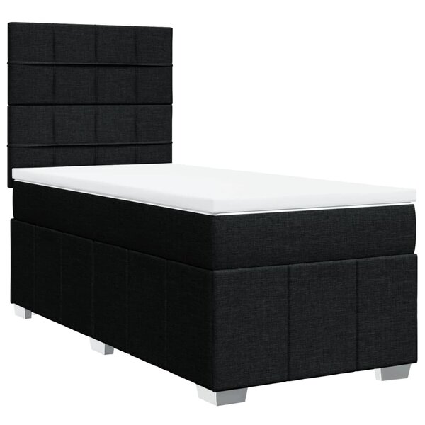 vidaXL Sommier à lattes de lit avec matelas Noir 90x200 cm Tissu