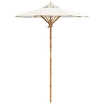 vidaXL Parasol de jardin Ø 150 x 210 cm Bambou Rond Crème blanc