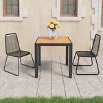 vidaXL Ensemble à manger de jardin 3Pièces PVC résine tressée noir marron
