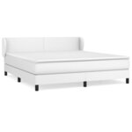 vidaXL Sommier à lattes de lit avec matelas Blanc 180x200cm Similicuir