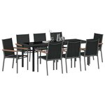 vidaXL Ensemble de salle à manger pour jardin 9 Pièces Noir