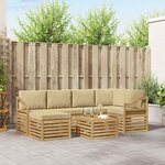 vidaXL Ensemble de canapés d'extérieur 7 Pièces Blanc et Beige Polyester