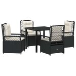 vidaXL Ensemble de salle à manger pour jardin 5 Pièces Noir polyrotin