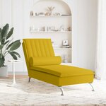 vidaXL Chaise longue de massage avec traversin jaune velours