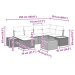 vidaXL Ensemble de canapé de jardin 7 pièces avec coussins gris poly rotin acacia