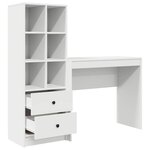 vidaXL Bureau avec rangement avec tiroir 2 Pièces Blanc 90 x 40 x 76 cm