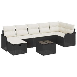 vidaXL Ensemble de Canapés avec coussin 8 Pièces Noir et Crème polyrotin