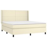 vidaXL Sommier à lattes de lit matelas LED Crème 180x200 cm Similicuir
