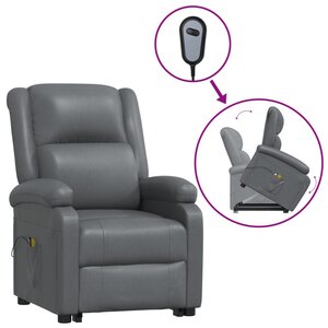 vidaXL Fauteuil de massage Gris Similicuir