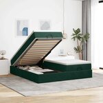 vidaXL Cadre de lit ottoman avec matelas vert foncé 160x200 cm velours