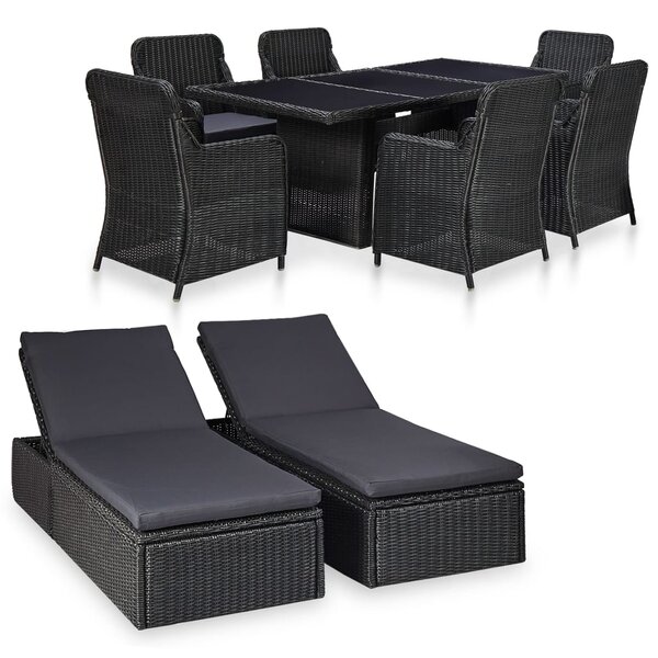 vidaXL Ensemble à manger d'extérieur 9 Pièces Résine tressée Noir