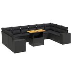vidaXL Salon de jardin 11 Pièces avec coussins noir résine tressée