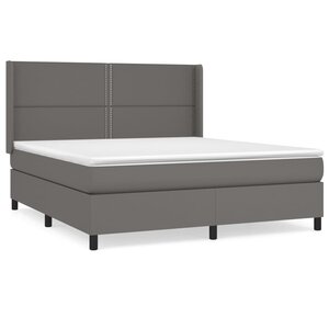 vidaXL Sommier à lattes de lit avec matelas Gris 180x200 cm Similicuir