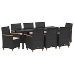 vidaXL Ensemble de salle à manger pour jardin 9 Pièces Noir polyrotin