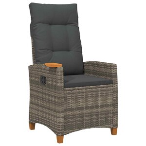 vidaXL Chaise inclinable avec plateau à thé polyrotin