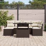 vidaXL Ensemble de canapé de jardin avec coussin 7 Pièces Marron et crème