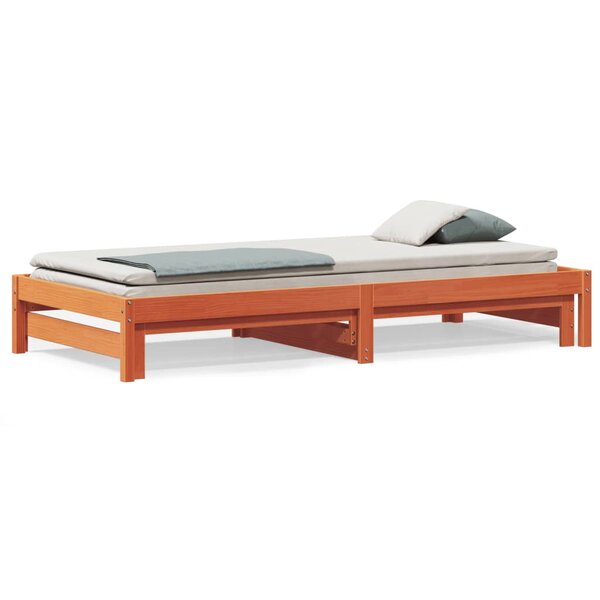 vidaXL Lit de jour et lit gigogne sans matelas cire marron 80x200 cm