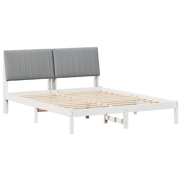 vidaXL Cadre de lit avec tête de lit Blanc 150 x 200 cm Pin massif