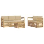 vidaXL Ensemble de canapés d'extérieur 6 pc Blanc et Beige Polyester