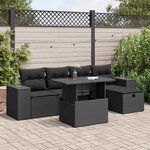 vidaXL Salon de jardin 6 Pièces avec coussins noir résine tressée