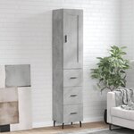 vidaXL Buffet haut Gris béton 34 5x34x180 cm Bois d'ingénierie