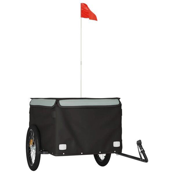 vidaXL Remorque de vélo noir et gris 45 kg fer