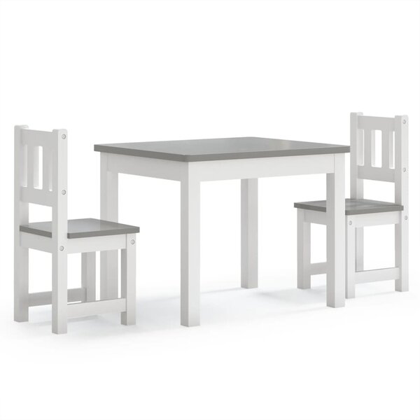 vidaXL Ensemble de table et chaises enfants 3 Pièces Blanc et gris MDF