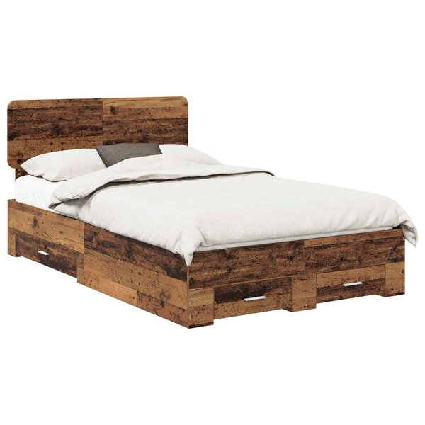 vidaXL Cadre de lit Bois ancien 120 x 190 cm Bois d'ingénierie