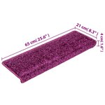 vidaXL Tapis d'escalier 15 Pièces 65x21x4 cm Violet