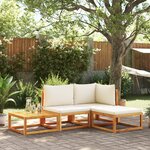 vidaXL Salon de jardin avec coussins 4 Pièces bois d'acacia massif