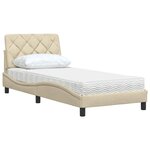 vidaXL Lit avec matelas crème 90x200 cm tissu