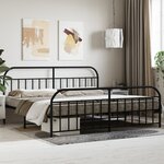 vidaXL Cadre de lit métal sans matelas avec pied de lit noir 200x200cm