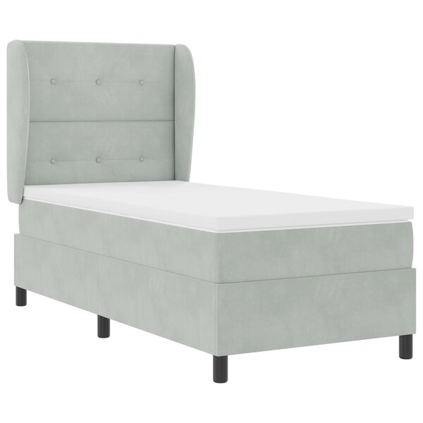 vidaXL Lit à ressorts avec matelas gris clair 100x200 cm en velours
