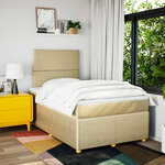 vidaXL Sommier à lattes de lit avec matelas Crème 120x200 cm Tissu