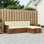 vidaXL Ensemble de canapés d'extérieur 4 pc Naturel et Crème
