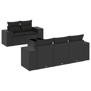 vidaXL Salon de jardin 6 Pièces avec coussins noir résine tressée