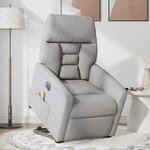 vidaXL Fauteuil inclinable de massage électrique gris nuage tissu