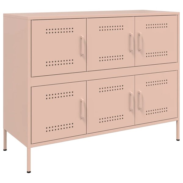 vidaXL Buffet rose 100 5x39x79 cm acier laminé à froid