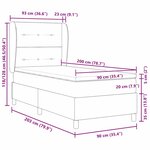vidaXL Lit à ressorts avec matelas gris foncé 90x200 cm en velours