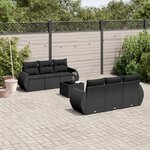 vidaXL Salon de jardin 7 Pièces avec coussins noir résine tressée