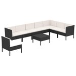 vidaXL Salon de jardin 9 Pièces avec coussins Résine tressée Noir