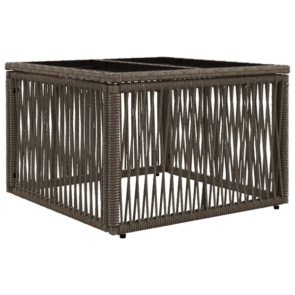 vidaXL Table de Jardin Gris et Noir 55 x 55 x 37 cm Rattan PE et Verre