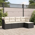 vidaXL Salon de jardin 5 Pièces avec coussins noir résine tressée