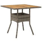 vidaXL Table de jardin et dessus en bois d'acacia gris résine tressée