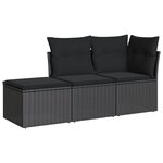 vidaXL Salon de jardin 3 Pièces avec coussins noir résine tressée