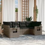 vidaXL Salon de jardin 6 Pièces avec coussins gris résine tressée