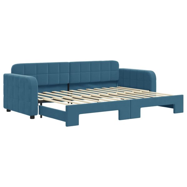 vidaXL Lit de jour avec lit gigogne bleu 80x200 cm velours