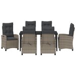 vidaXL Ensemble de salle à manger de jardin 7 pièces avec coussins gris en poly rattan
