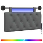 vidaXL Tête de lit suspendue Avec lumière LED Gris foncé Tissu