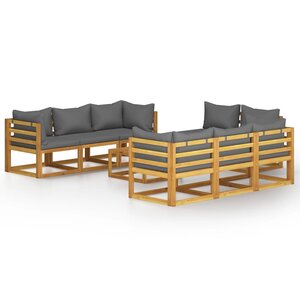 vidaXL Salon de jardin 9 Pièces avec coussin Bois d'acacia solide